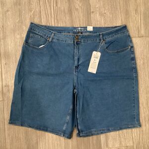 Ashley Stewart Womens Plus 26 Medium Wash Stretch Denim Fearless Jean Shorts NWT